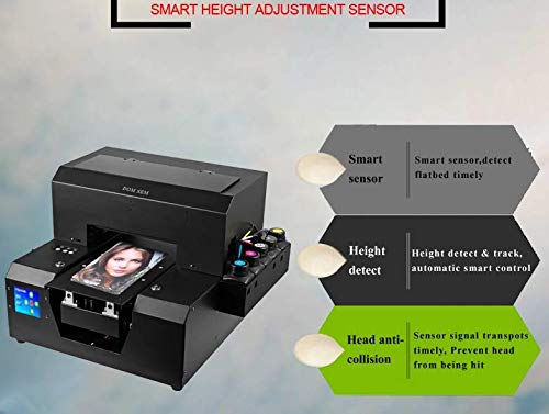 Automatic LED UV Inkjet Printer, A4 Logo DIY Flatbed Digital Printer for Variety of Materials Like PC, PVC, Plastic,Acrylic, Ceramic, Wood,Glass, Metal,Phone Cases. (Black)