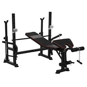 TIANTXS Olympic Bench Set, Multifunctional Strength Training Fitness Equipment Weightlifting Bed with Squat Rack, Home Gym Workout Fitness Full Body Sit up Bench Exercise Olympic Machine