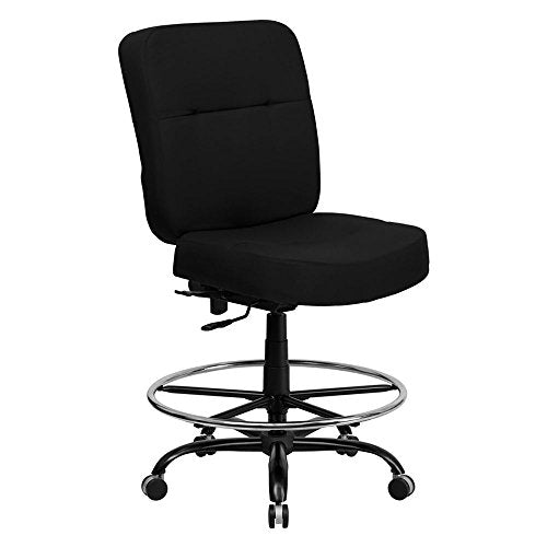 Flash Furniture Hercules Series 400 lb Capacity Big and Tall Black Fabric Drafting Stool with Extra Wide Seat [WL-735SYG-BK-D-GG]