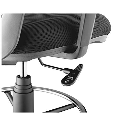 Lorell 25981 Mesh-Back Drafting Sitting Stool, 30" x 18" x 29", Black