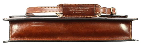 Full Grain Leather Briefcase Handmade Brown Laptop Bag Classic Style - Time Resistance