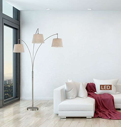 Artiva USA LED602109FST Luce LED Arched Floor lamp, 84 inches, Brushed Steel