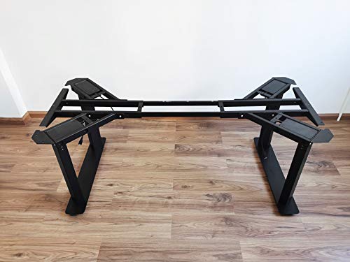 VWINDESK VJ401 Electric Height Adjustable Standing Corner Desk Frame - Four Motors, Memory Keypad (Black)