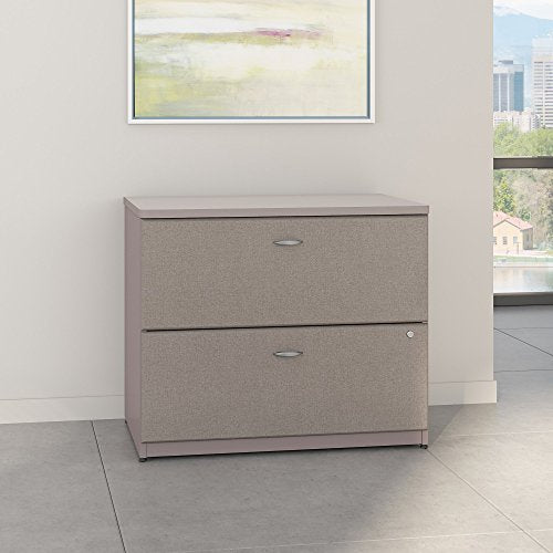Bush Business Furniture Series A 36W LATERAL File Cabinet - Pewter/White Spectrum 36W X 23D X 30H ERGONOMICHOME BUSH BUSINESS FURNITURE TAA Compliant