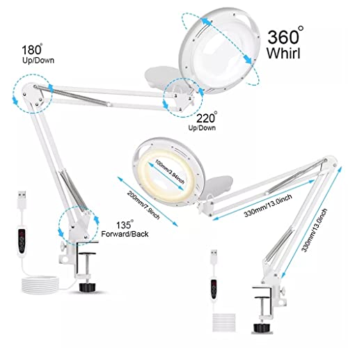 Remote Control Desk Lamp Clip Lamp Magnifying Glass Clip Dimming Desk Lamp 3 Colors for Reading Tattoo Computer