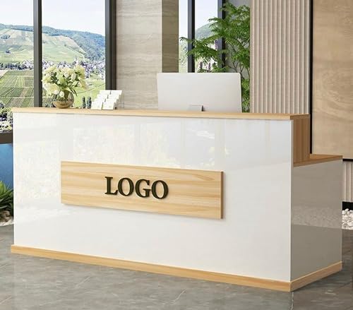 UGOS Modern Reception Desk 63" with Transaction Counter, Storage Drawer, and Laminate Desktop