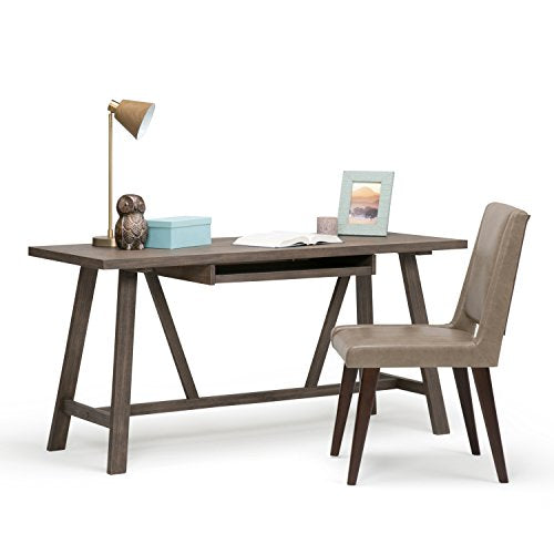 SIMPLIHOME Dylan SOLID WOOD Modern Industrial 60 inch Wide Home Office Desk, Writing Table, Workstation, Study Table Furniture in Driftwood
