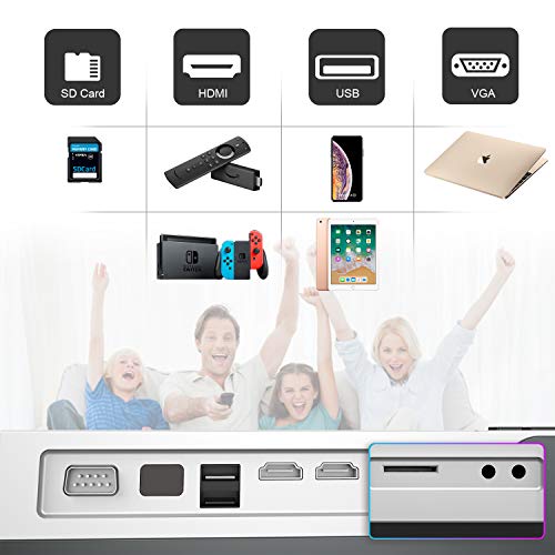 Projector, Artlii Full HD 1080P Projector Support 4K, 6500 LUX 300" Home Theater Projector, 5000:1 Contrast Ratio Compatible w/ TV Stick, HDMI, Laptop, PPT Presentation Remote Learning