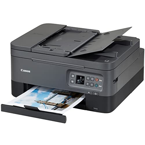 Canon PIXMA TR70 22 All-in-One Wireless Bluetooth Color Inkjet Printer, Black - Print Copy Scan - 1.44" OLED Display, 13 ipm, 4800x1200 dpi, 8.5x14, Auto 2-Sided Printing, 35-Sheet ADF, Hi-Speed USB