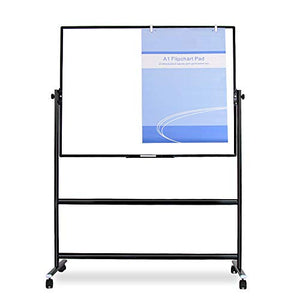 VIZ-PRO Double-Sided Magnetic Mobile Whiteboard, Height Adjustable, Dry Erase Board with 6 Markers, 6 Magnets, 1 Eraser and 2 Hooks, 72 x 36 Inches, Black