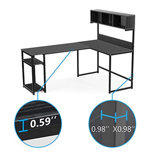 Tribesigns 68 Inch L Shaped Computer Desk with Hutch Shelf, Space-Saving Corner Desk with Storage Bookshelf CPU Stand, PC Workstation Study Writing Gaming Table Home Office L Desk (Black)