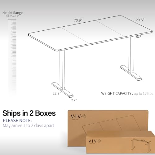 VIVO Electric Height Adjustable Stand Up Desk 71x30 - Black Table Top, Black Frame - DESK-KIT-0B7B