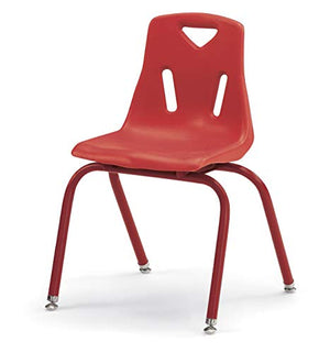 Berries Stacking Chairs with Powder-Coated Legs, 16" Height, Red, Pack of 6