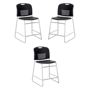 Home Square Black/Silver 25" Counter Drafting Chair Set of 3