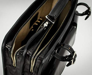 Leather Briefcase Laptop Bag - Handmade Detachable Strap Messenger Shoulder Handbag Satchel Business Unisex - Time Resistance