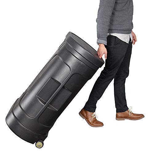 Vispronet Hard PVC Case with Wheels and Removable Lid - Interior Dimensions are 26.5in x 30.5in x 11in - Weighs 37lbs and Stands 39in Tall - Comes with a Black Wood Grain Laminated Foldable Tabletop