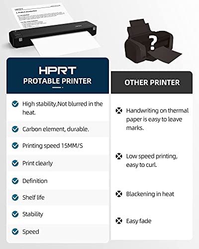HPRT MT800 Portable A4 Thermal Printer - Support 216mm Width a4 Paper, Available for Outdoors Printing, Home Office, Travel, Students and Cars
