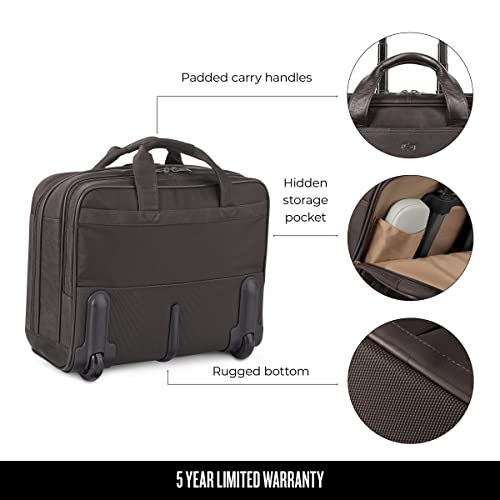 Solo New York Walker Leather Rolling Laptop Bag, Espresso