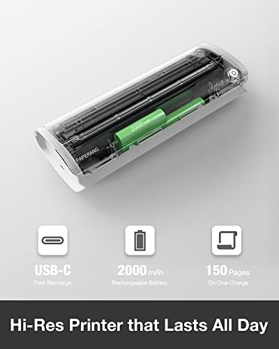 Wireless Bluetooth Portable Printer Bundle, Paperang F1S Travel Printer with 8 Rolls 8 inch Paper for A4 Printer