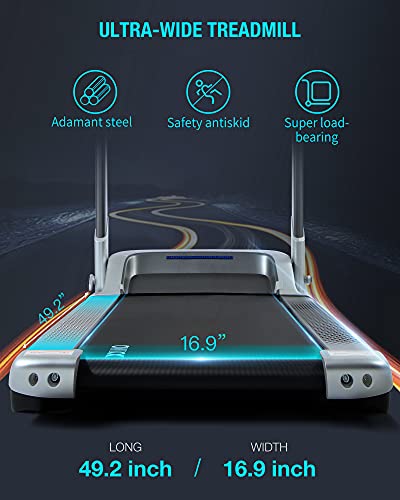 OVICX Q2S Folding Portable Treadmill Compact Walking Running Machine for Home Gym Workout Electric Treadmills with LED Display Device Holder Treadmill for Small Spaces