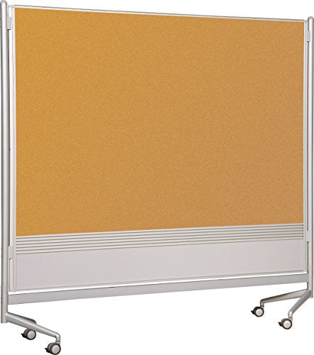 Best-Rite DOC Mobile Whitebooard Room Partition and Display Panel, Dura-Rite Markerboard & Natrural Cork, 6 x 6 Feet (661AG-HC)