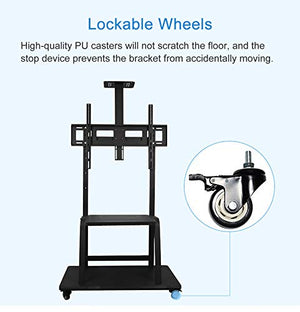 Generic Mobile TV Floor Stand/Cart - Fits 32-75 Inch TV - Universal Display Stand with Wheels & Camera Shelf - 120Kg Load