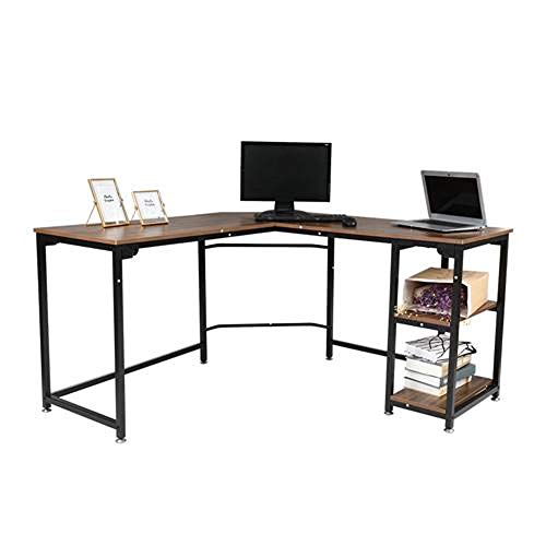 DERTHWER Office desks L-Shaped Desk Corner Computer Table Game Table Workstation for Home Office Study-Black
