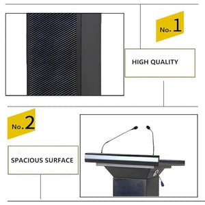 Yadlan Podium Stand with Speaker and Microphone, Metal Lectern with Baking Paint Coating