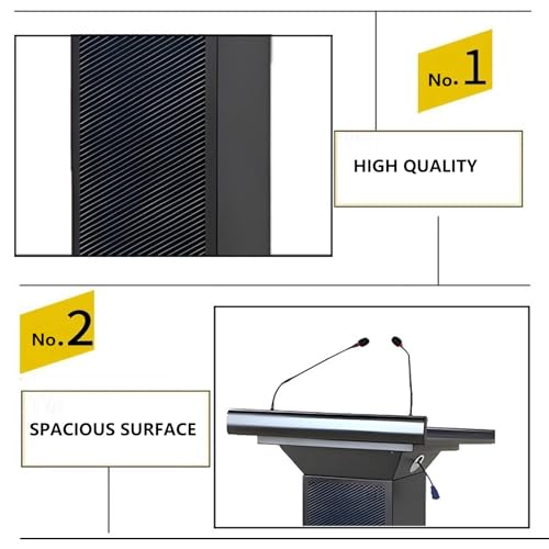 Yadlan Podium Stand with Speaker and Microphone, Metal Lectern with Baking Paint Coating