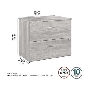Bush Business Furniture Hybrid 2-Drawer Lateral File Cabinet, Platinum Gray, 36-Inch