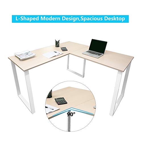 Zebery Corner Computer-Desk Office Desk L-Shaped Compact Folding Desk Large Computer Desk PC Laptop Study Gaming Table Workstation for Home and Office