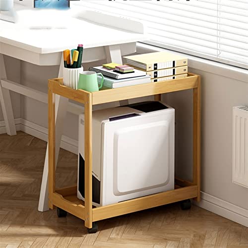 FEELIN Computer Tower Stand Solid Wood Multi-Layer CPU Bracket Mobile Tray Base Storage Rack