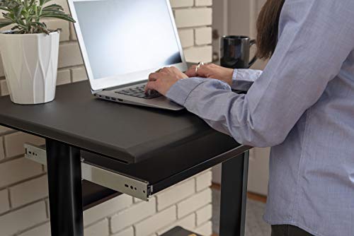 Stand Up Desk Store Mobile Rolling Adjustable Height Standing Workstation with Printer Shelf and Slideout Keyboard Tray (Black Frame/Black Top, 30" Wide)
