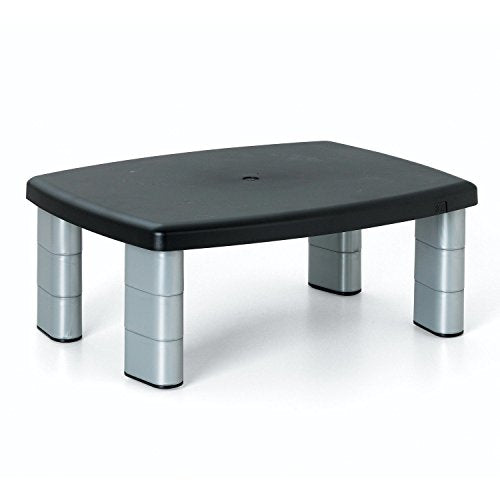 3M Adjustable Monitor Stand, 3-pack, Three Leg Segments Simply Adjust Height From 1" to 5 7/8", Sturdy Platform Holds Up to 80 lbs, 11-inch Space Between Columns for Storage, Silver/Black (MS80B-3PK)