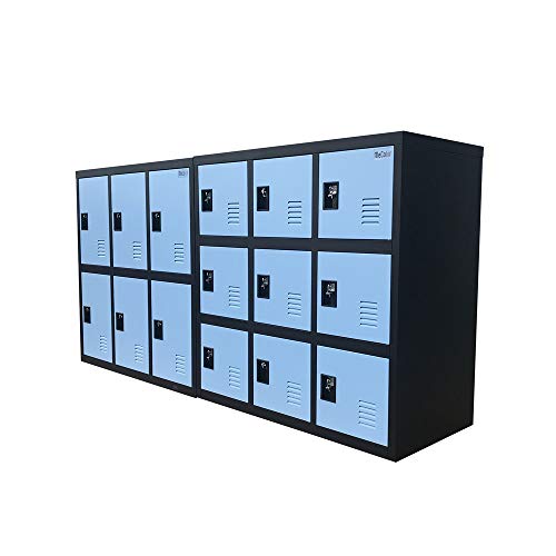 MECOLOR-Metal Kids Locker for Girls Bedroom and Playroom Storage for Clothes,Bags,Toys and Book (Blue, W6D-Padlock)