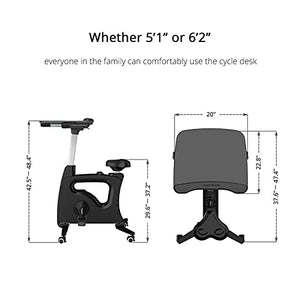 FLEXISPOT Home Office Workstation Upright Stationary Fitness Exercise Cycling Bike Height Adjustable Standing Desk - Deskcise Pro Black