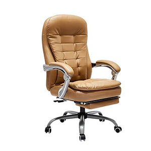 UsmAsk Executive Office Chair with Footrest - Brown Bonded Leather