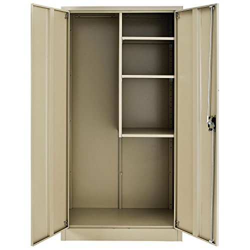 Unassembled Janitorial Cabinet, 36x18x72, Tan