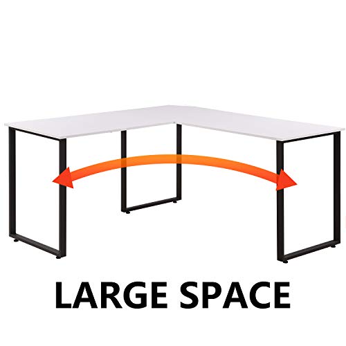 Zebery L Shaped Computer Desk, Metal and Wood Rustic Corner Desk, Industrial Writing Workstation Table for Home Office Study