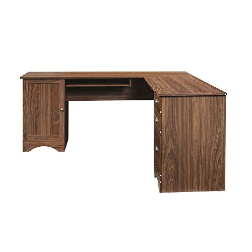 Thaweesuk Shop New Walnut Executive L Shaped Office Desk Furniture Corner Computer Shape Workstation Home Sturdy MDF Board with Glossy Veneer 66" L x 66" W x 30.3" H of Set