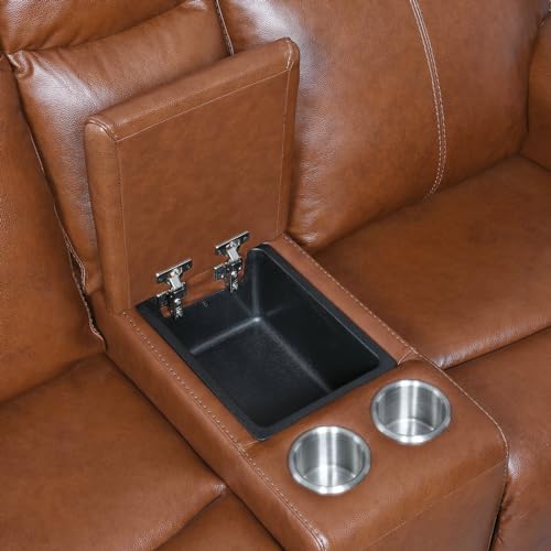 Aienid Contemporary Style Motion Set Top Grain Leather Power Recliner with USB Charging
