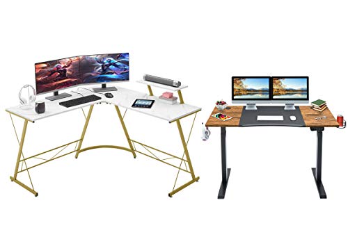 Mr IRONSTONE Electric Height Adjustable Desk 53.5" Standing Desk Sit to Stand Home Office Computer Desk & L-Shaped Desk 50.8" Computer Corner Desk, Home Gaming Desk, Office Writing Workstation