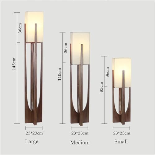 AOKLEY Floor Lamp Japanese Solid Wood Standing Lamp with Fabric Lampshade