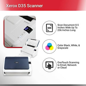Xerox Visioneer D35 USB Office Document Scanner, 45 PPM, ADF, White