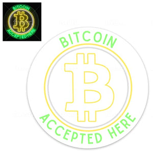 BITCOIN ACCEPTED HERE Flex neon Sign for Business Displays | Electronic Light Up Sign for Retail Businesses | 26"W x 26"H x 1"D