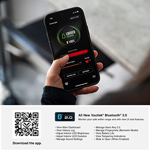 VAULTEK VS20i Biometric Handgun Bluetooth Smart Safe Pistol Safe with Auto-Open Lid and Rechargeable Battery (Sandstone)
