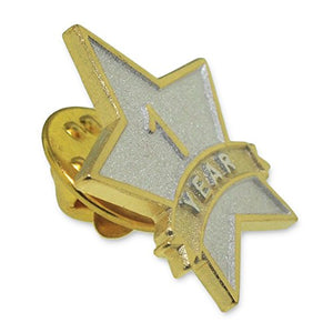 PinMart 1 Year Service Award Star Corporate Recognition Dual Plated Lapel Pin