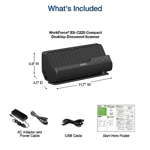 Epson Workforce ES-C220 Compact Desktop Document Scanner
