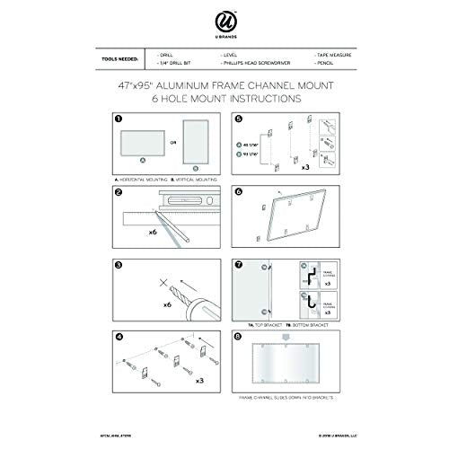 U Brands Magnetic Dry Erase Board, 96 x 47 Inches, Silver Aluminum Frame (2891U00-01)
