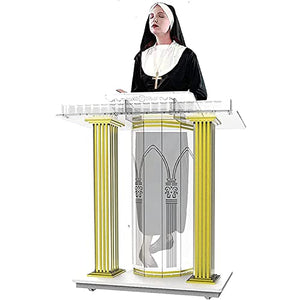 JOuan Acrylic Church Podium Stand with Wheels